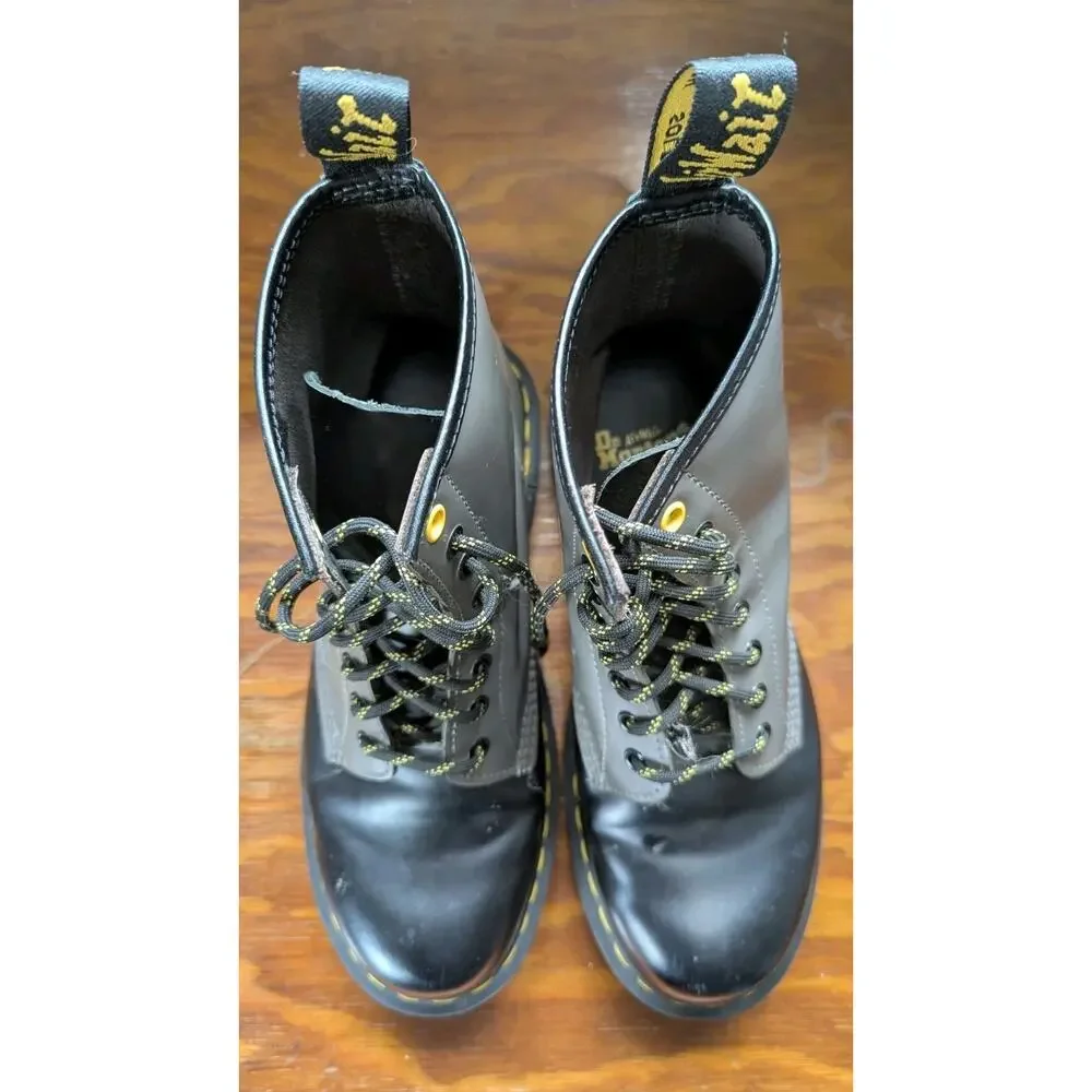 Dr. Martens 101 6-eye boots in a grey/charcoal smooth leather, size US Men's 8 /